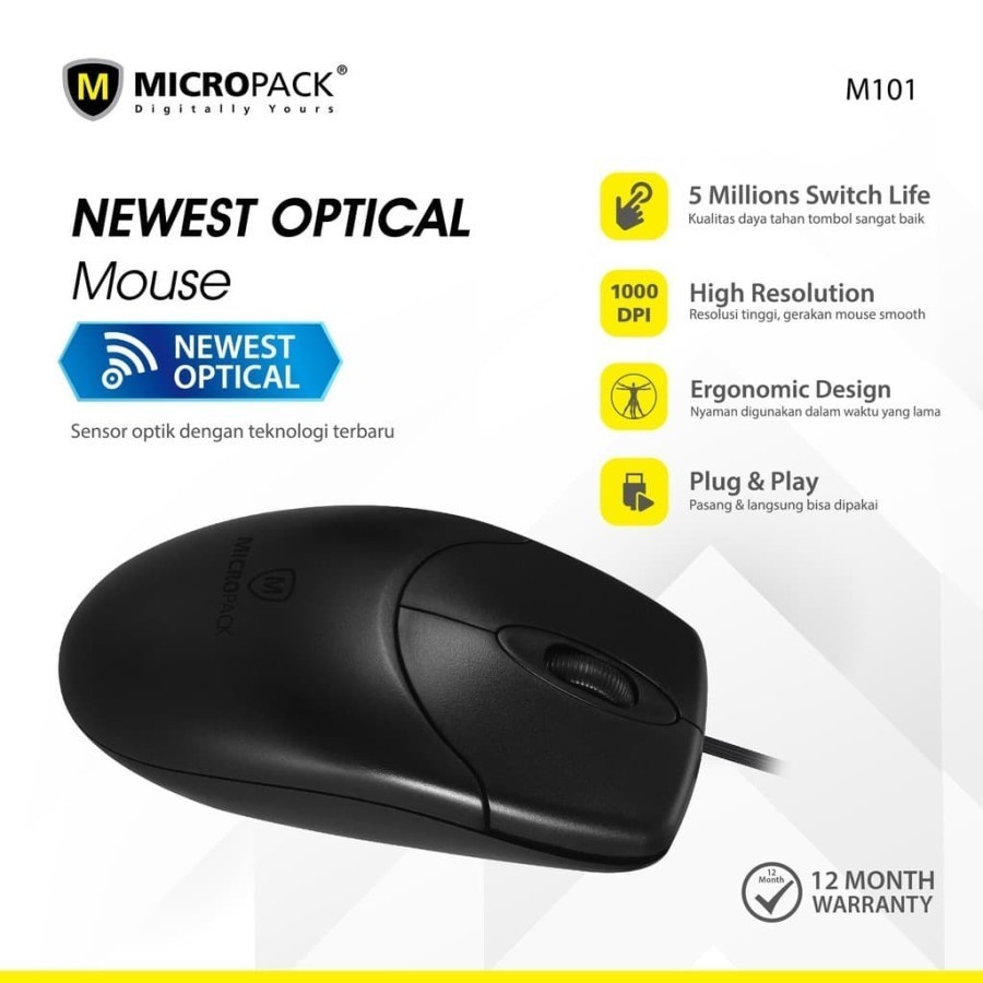 Mouse USB OPTICAL Micropack Comfy Lite M 101 Black