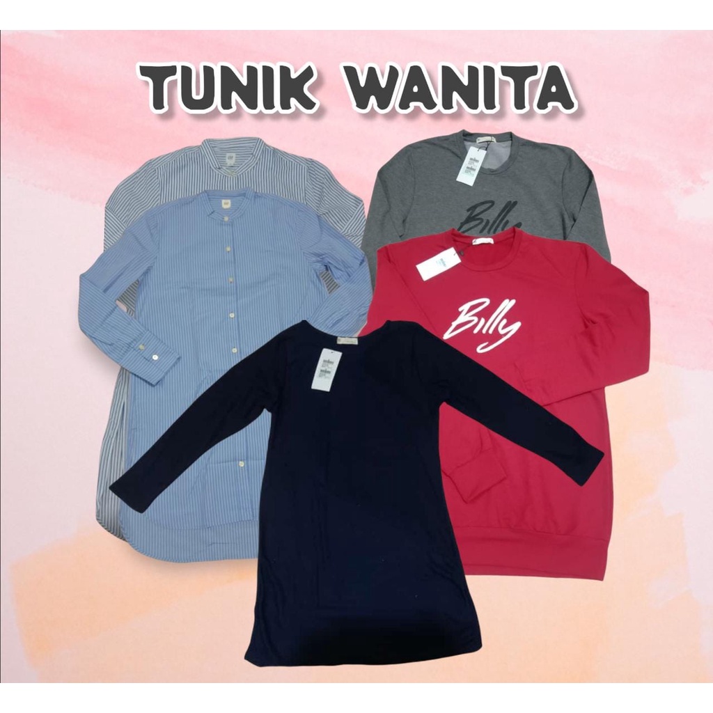 Tunik Wanita Adem / Baju Polos Lengan Panjang Wanita