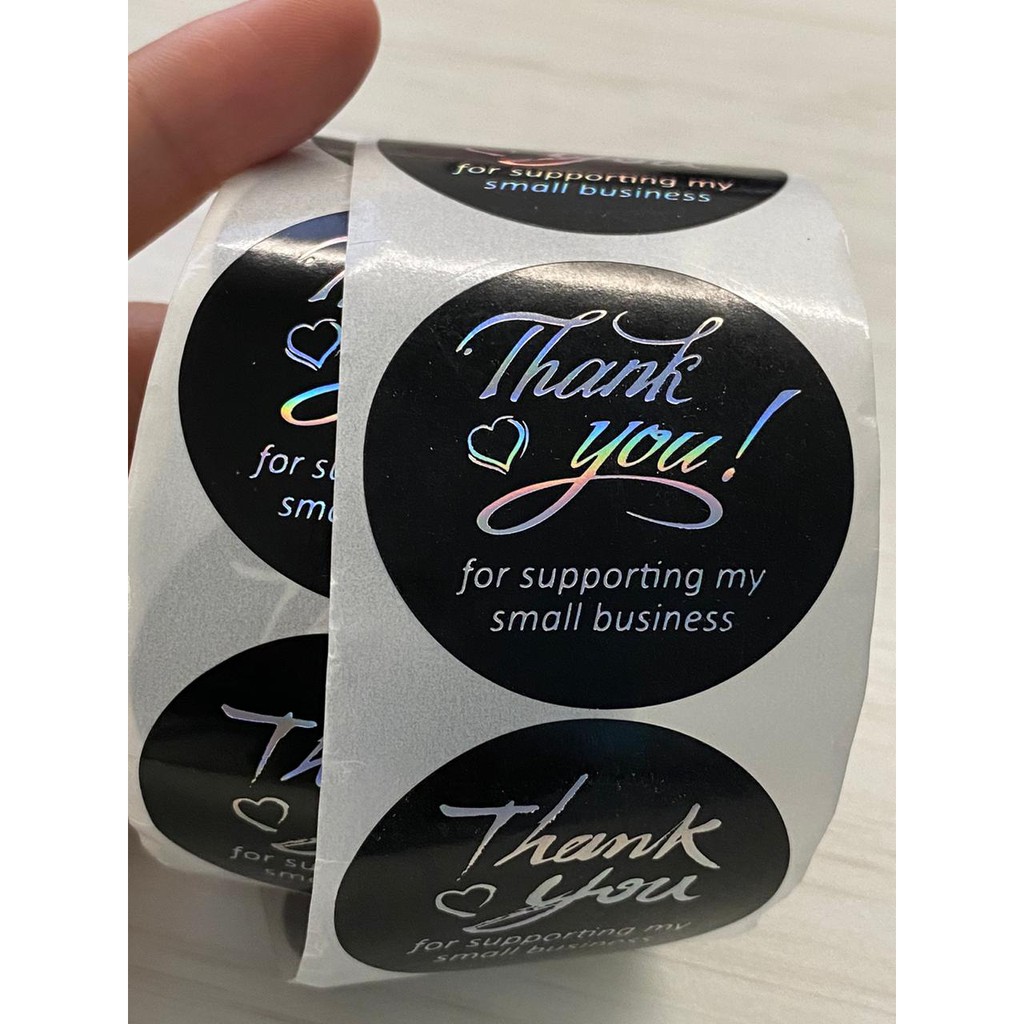 

BIG Stiker Label Sticker Thank You Black Silver Segel Seal Event Product Hitam Produk