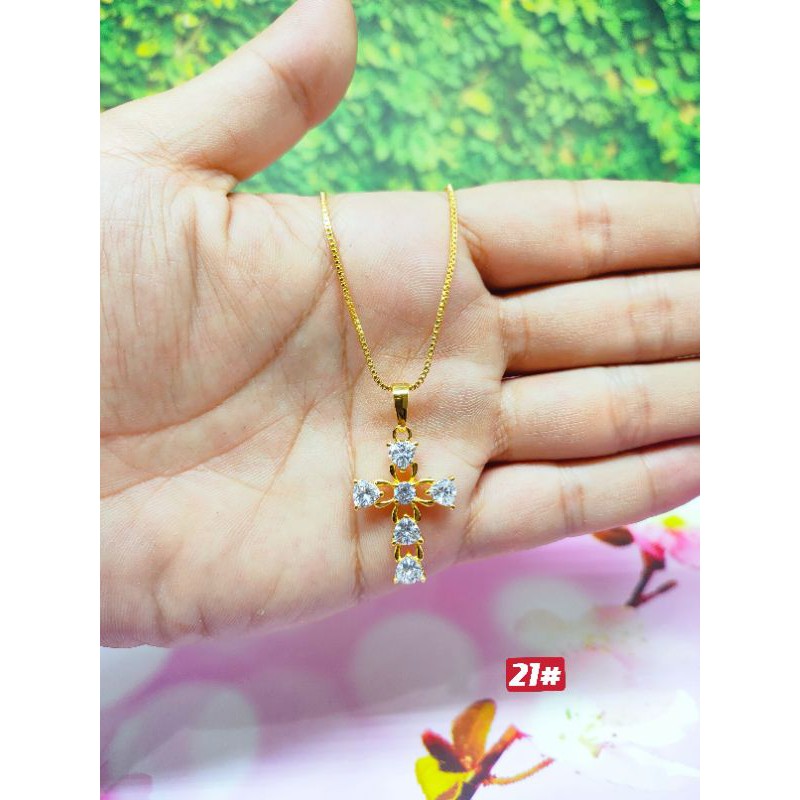kalung salib zirkon xuping lapis emas 24karat