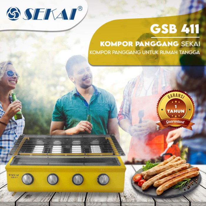 SEKAI Kompor Gas Panggang / Roaster BBQ Steak 4 Tungku GSB 411 GSB411