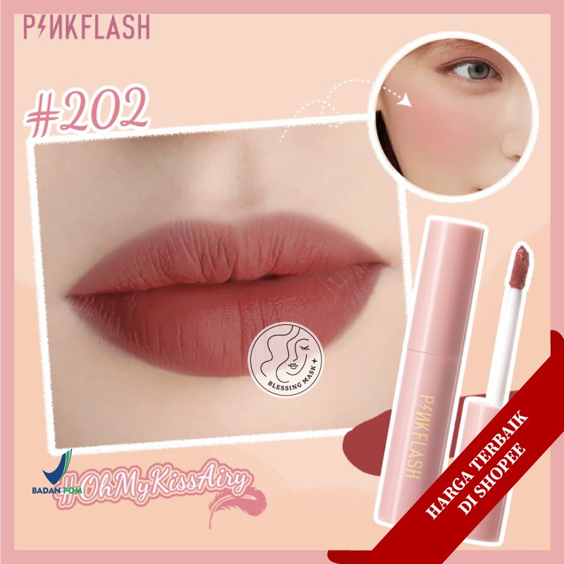 [BPOM] PINKFLASH Matte Liquid Lipstick Lasting Waterproof Lip Tint Shimmer Lip Gloss Velvet Matte-#202 Lip Tint