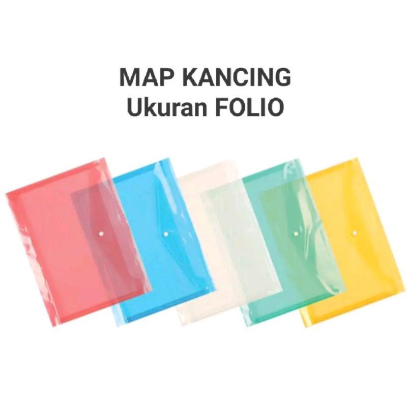 Map Plastik Kancing Folio F4 Dokumen 1lusin isi 12 pcs