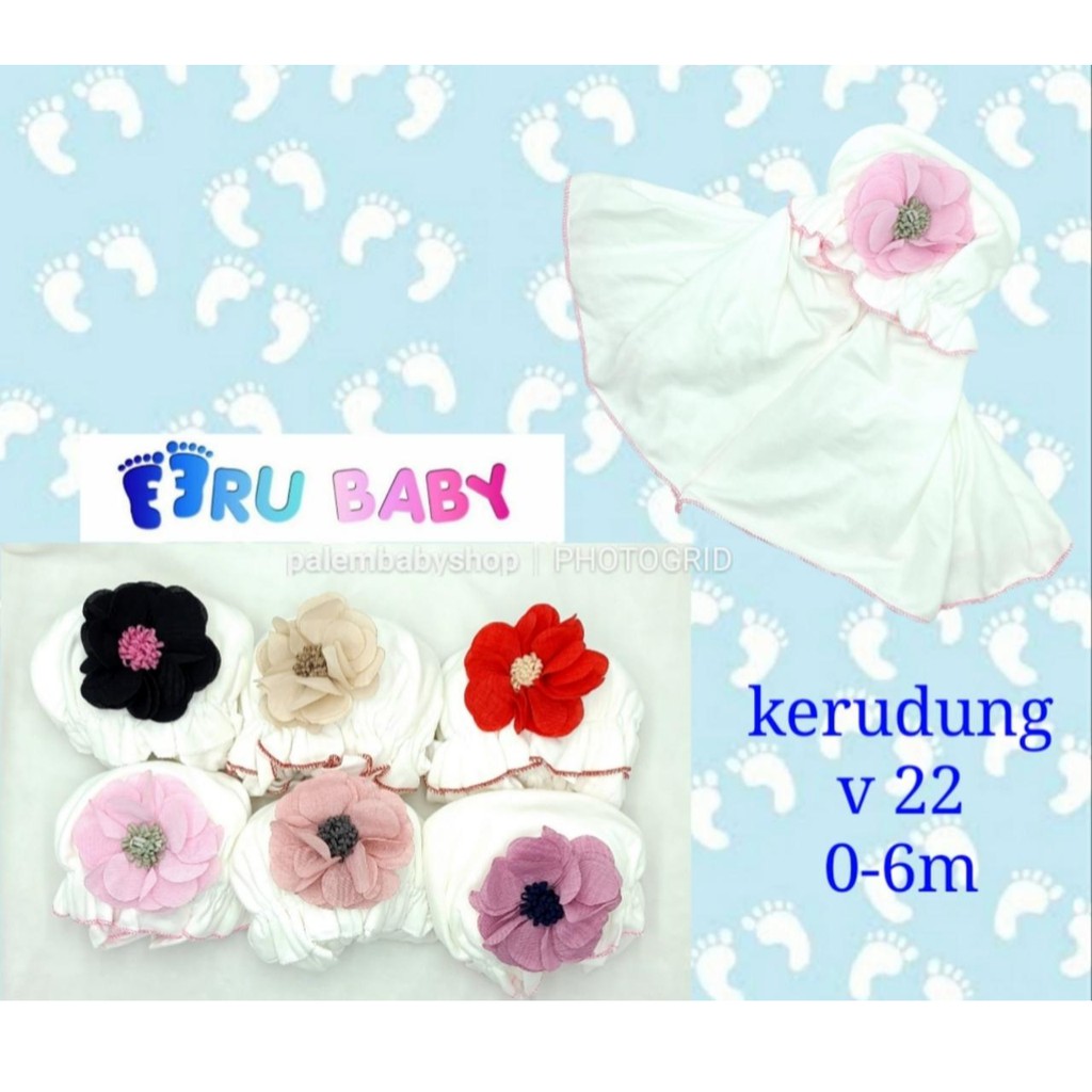 Eeru Baby Kerudung putih motif terbaru 0-6 bulan