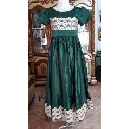 Dress anak perempuan satin tebal bordir