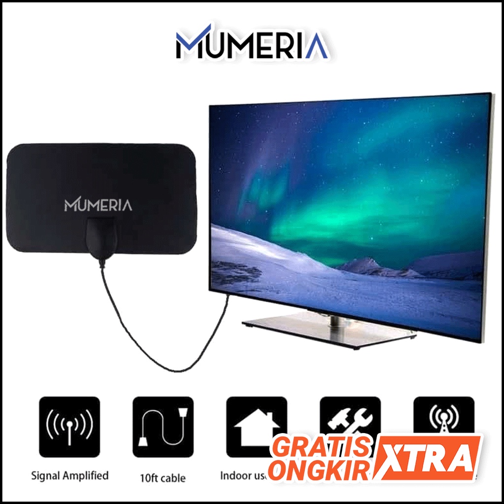 Antena TV Digital Indoor Outdoor 25dB DVB-T2 4K HD Kualitas Tinggi Sticker Tempel Dinding Portable