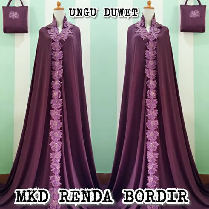 NEW MT MUKENA DUBAI BORDIR BESAR UNGU DUWET  | GROSIR MUKENA SURABAYA