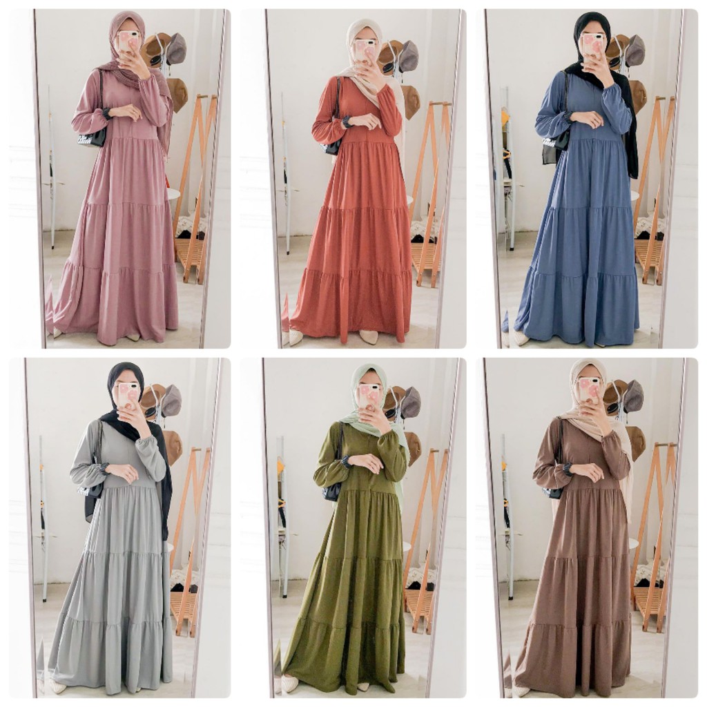 Lunara Maxy / Gamis Muslim Dropknit Susun Grosir Seragam Pengajian