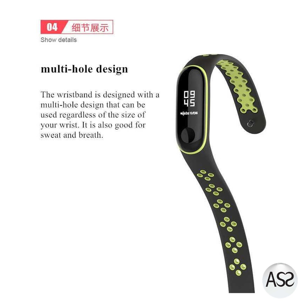 ASS Shop - Mijobs Sport Strap Watchband Breathable Silicone Xiaomi Mi Band 3/4