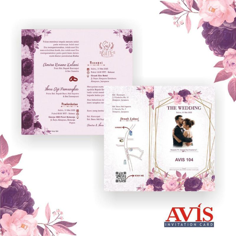 

Undangan Pernikahan Murah, Simple dan Elegan Seri Avis104