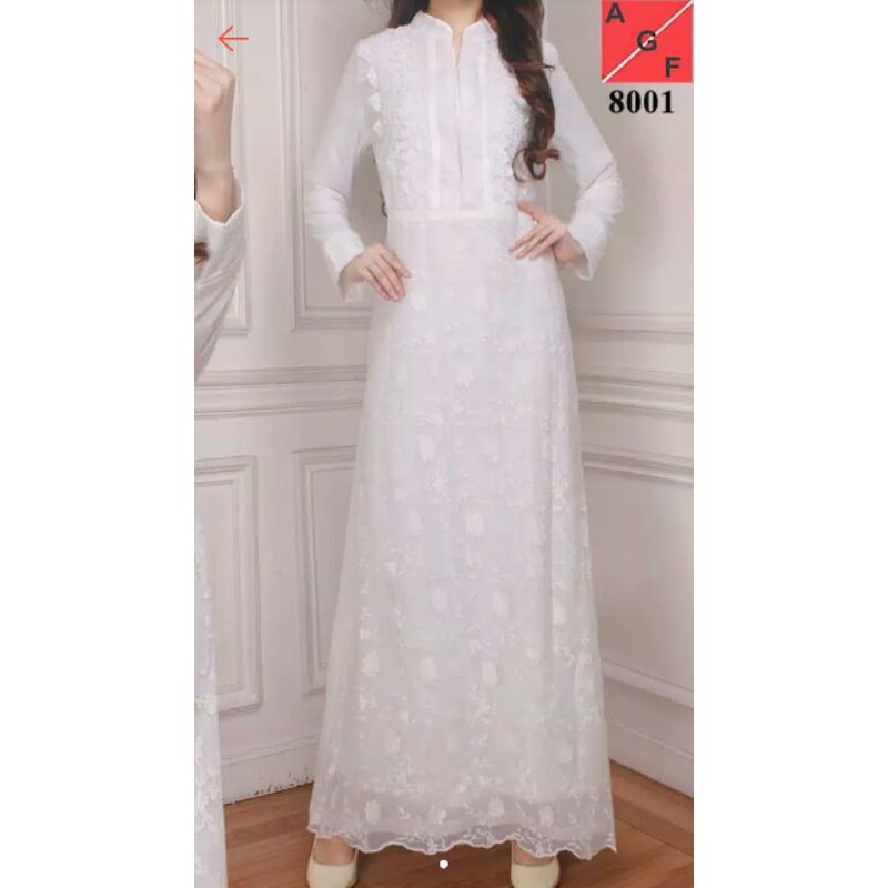 Gamis putih sifon dress putih gaun putih baju putih wanita