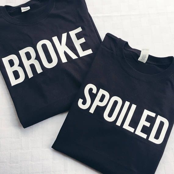 MYSTIQUE.ID-BAJU KAOS COUPLE BROKE AND SPOILED T-SHIRT LUCU DAN AESTHETIC