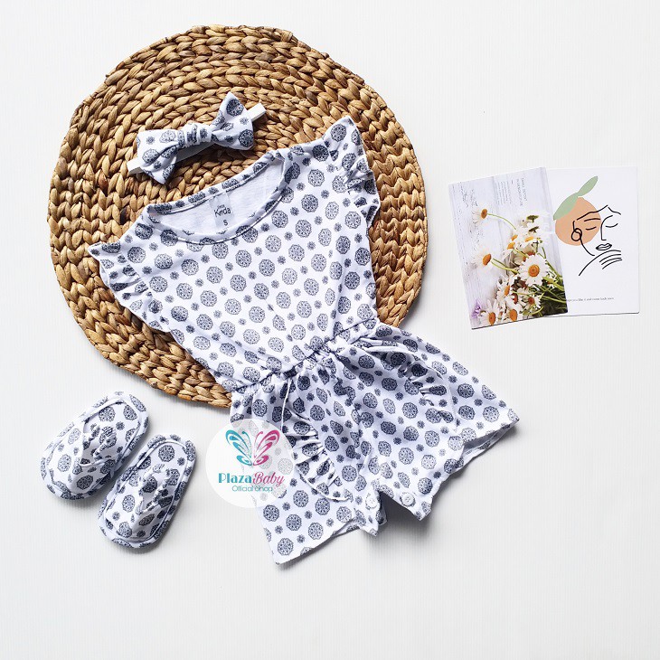 Plazababyku MX JUMPSUIT JESSICA SANDALS setelan bayi motif bunga yang lucu free headband + sandal