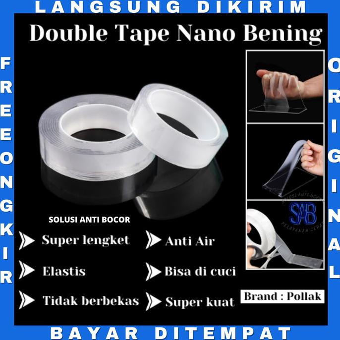 

(BISA COD) Double Tape Bening Nano Tape Merk Pollak Lengket Kuat TanpaBekas TERBAIK Kode 196