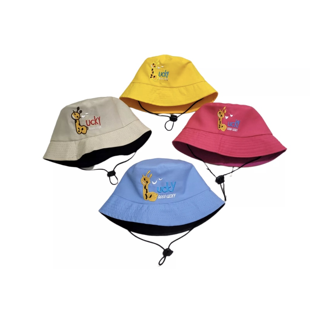 Topi Bucket Anak Bordir Jerapah Good Lucky / Bucket Anak