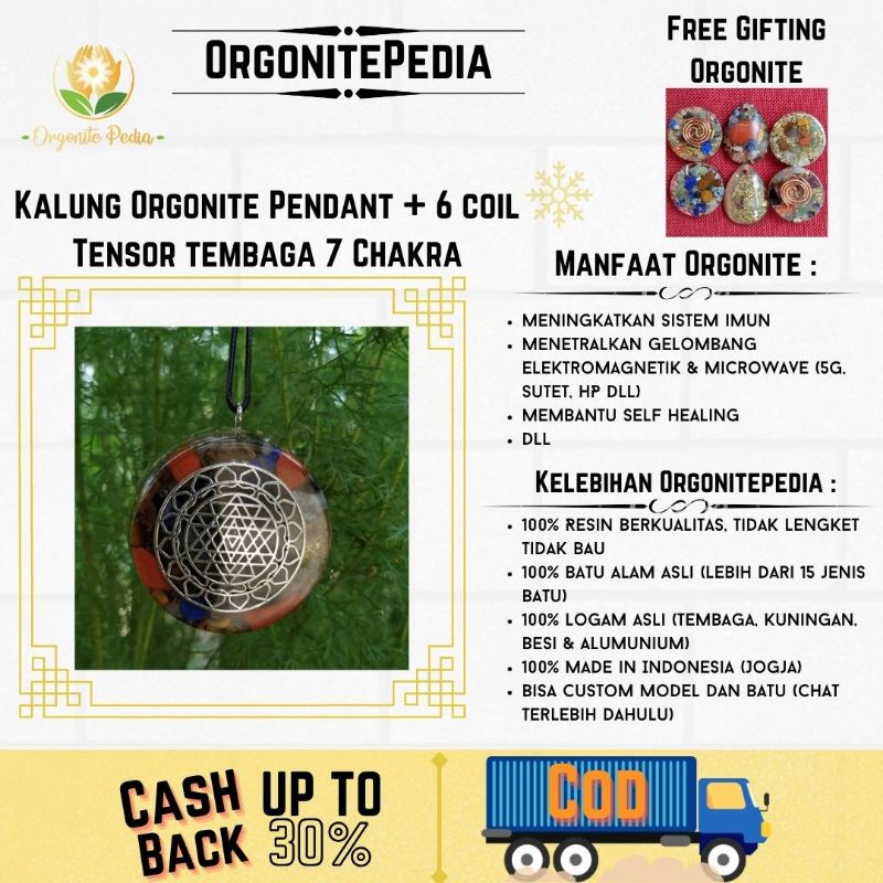 Kalung Kesehatan Orgonite Orgonit  Pendant Besar Sri Yantra 7 Chakra  Emf Protection