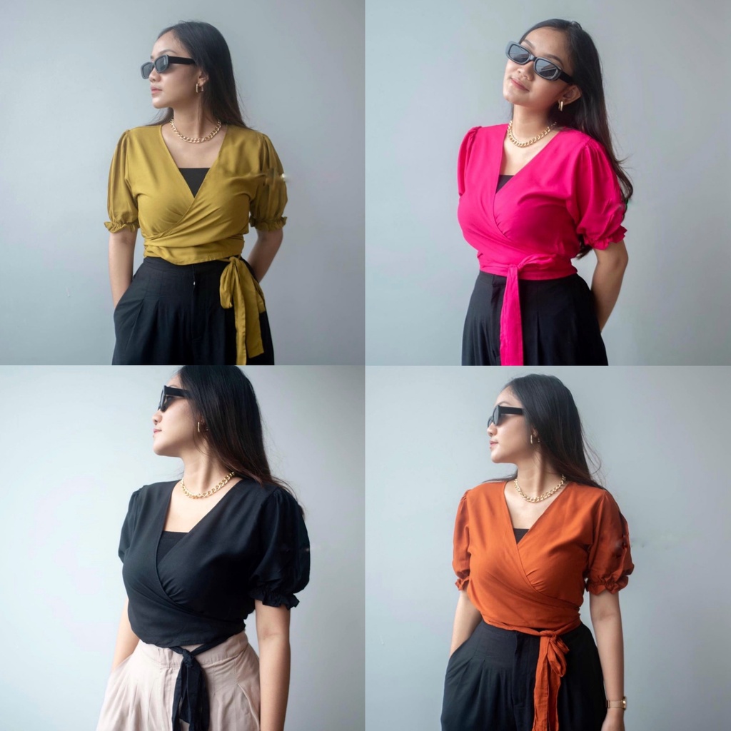 VESTA WRAP TOP / CROP TOP / ATASAN BAJU BLOUSE KEMEJA WANITA | new arival Lengan Panjang Baju Remaja