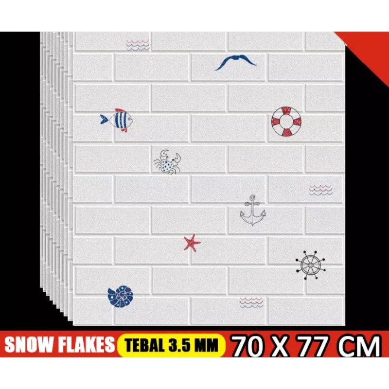 Wallpaper 3D Bata Putih Brick Foam motif untuk kamar anak murah