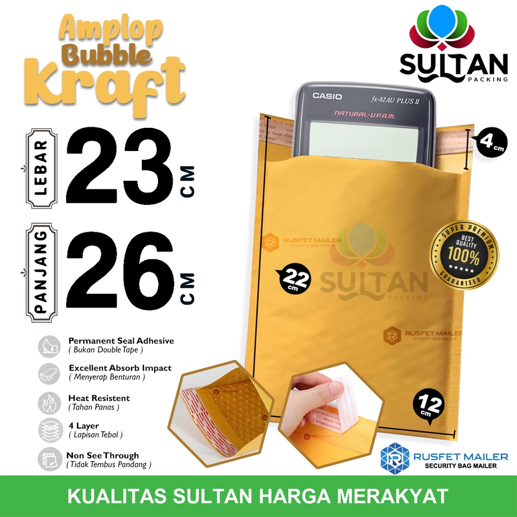 

Amplop Bubble Mailer Kraft Paper 23x26cm Rusfet Envelope Bubble Bag Mailer PREMIUM TERMURAH