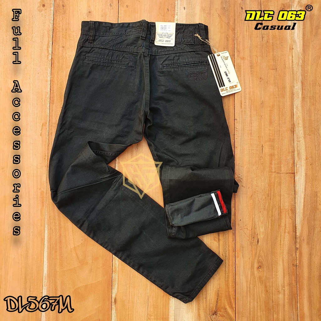 DLC063-Celana chino panjang original SELVED kanvas canvas reguler standart hitam terbaru bisa cod non street asli