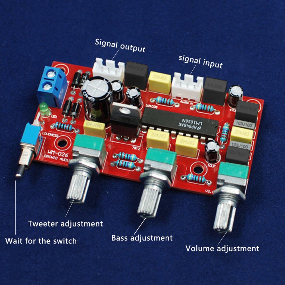Kit Papan Sirkuit Elektronik Lm1036 Hifi Preamp Tone Bass Treble Kontrol Volume