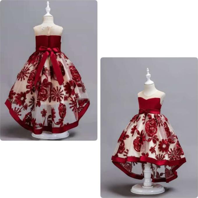 Baju Anak Kostum Dress Gaun Pesta Anak Model Pinguin 01 - 120, Merah Maroon SUPER MURAH