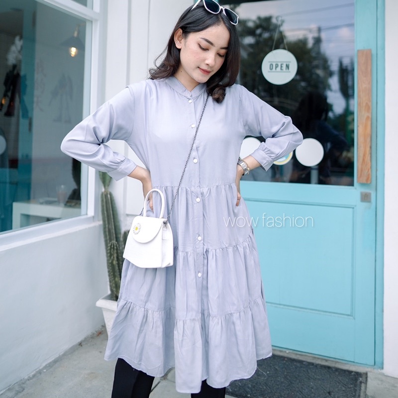 WOW-Tunik Dinda Long Rayon Twill Premium Wanita