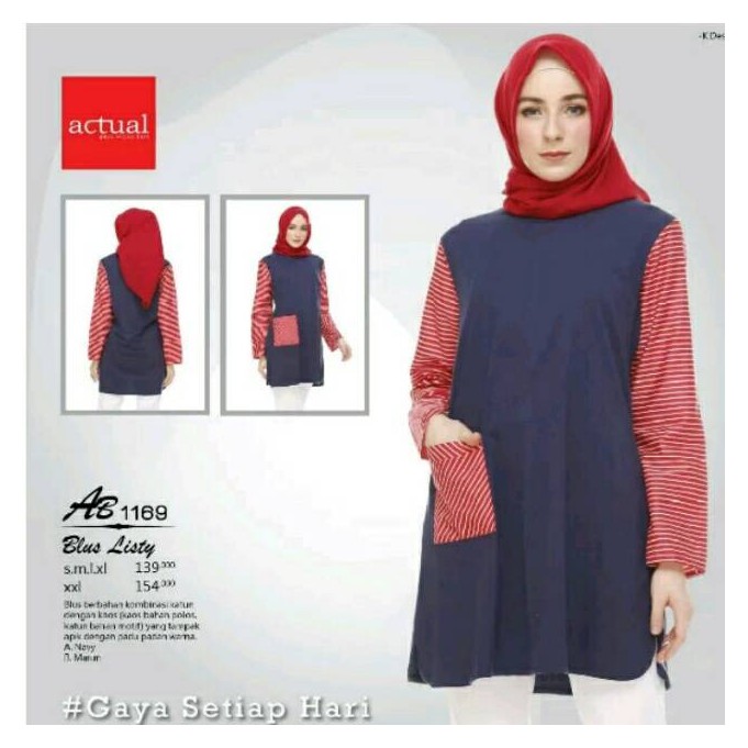 ATASAN LISTIA AB 1169 NAVY ||  ACTUAL