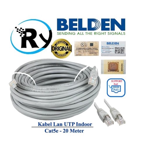 Belden UTP 20M kabel LAN Cat5e 20 Meter Cable original USA Siap Pakai