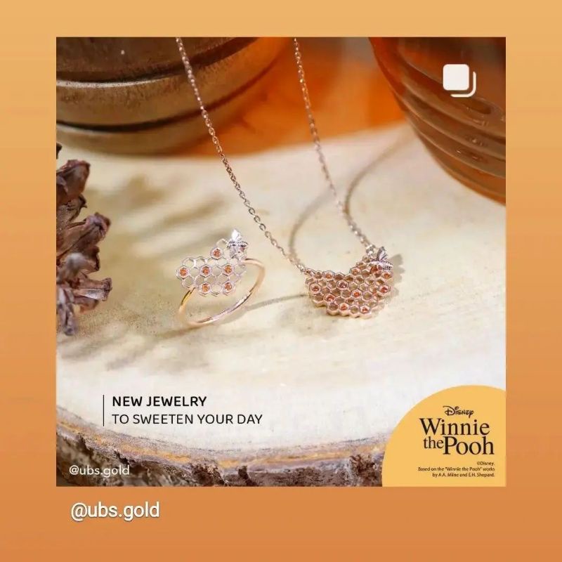 Kalung dan cincin winnie the pooh dewasa UBS kadar 375 8K