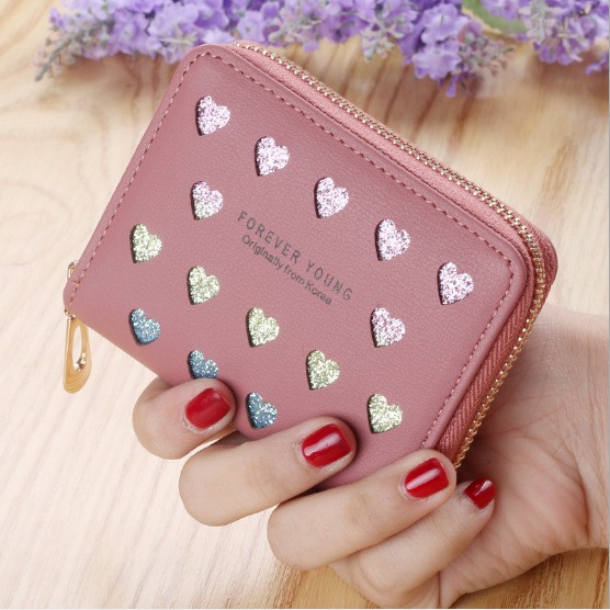 (6 WARNA) DOMPET PREMIUM Korea Love Glitter Laser Cut Lomenia LOD038