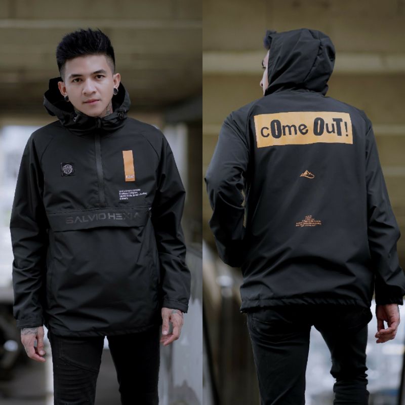 Jaket pria IKC 002 distro cbr Bandung hoodie dua sisi bolak balik keren grosir jaket cagoule erigo Jaket Pria Parasut Anti Air-CG WP Come Out