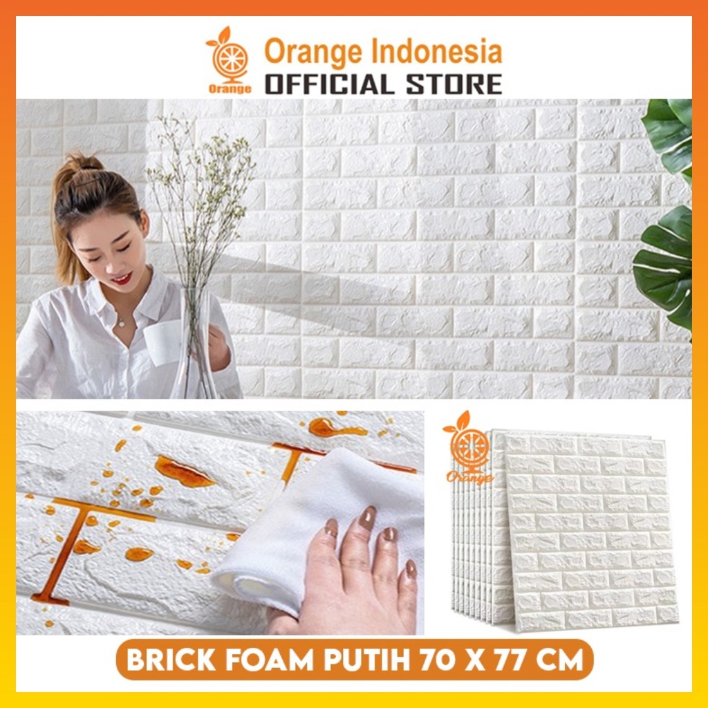 Wallpaper Foam Wallpaper timbul Brickfoam Motif Bata Matte Dan Glossy 3D Ukuran 38x70cm WHFURNITURE