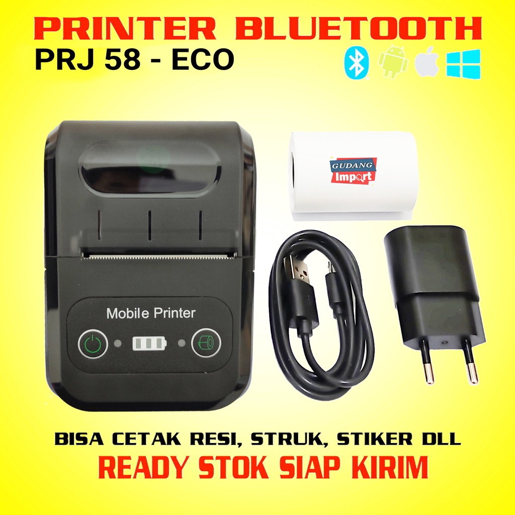 PRINTER BLUETOOTH MINI PORTABLE PRINTER THERMAL 58MM CETAK RESI NOTA STRUK PENJUALAN