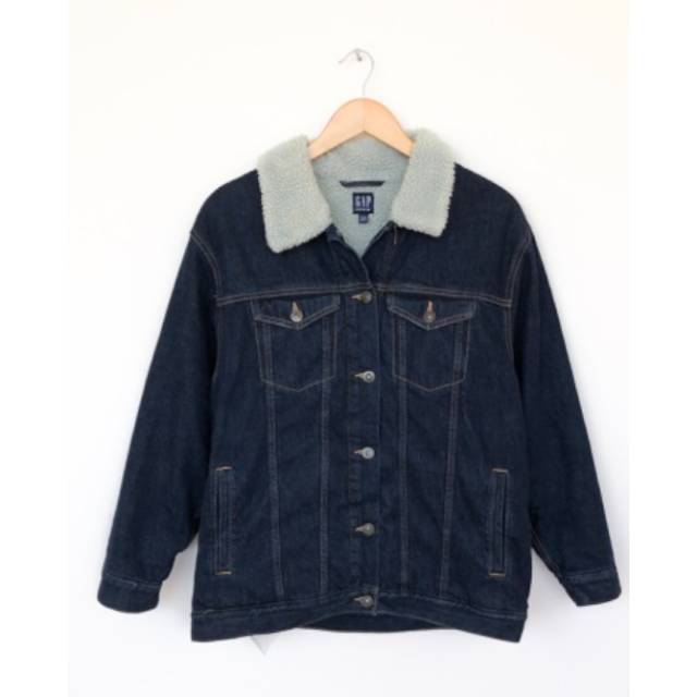 GAP Sherpa Denim Jacket - Dark Indigo Wash