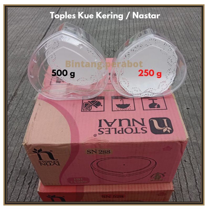 Toples Kue Kering Bentuk Hati Nuai SN 288 Ukuran 250 gr / Toples Nuai SN 528 Ukuran 500 gr / Toples Kue Mika Bentuk Hati