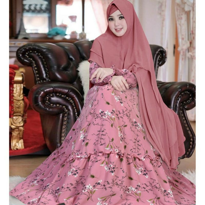BAYAR DITEMPAT KIRANA GAMIS SET KHIMAR SYARI KOMBINASI WOLFIS LUX PREMIUM