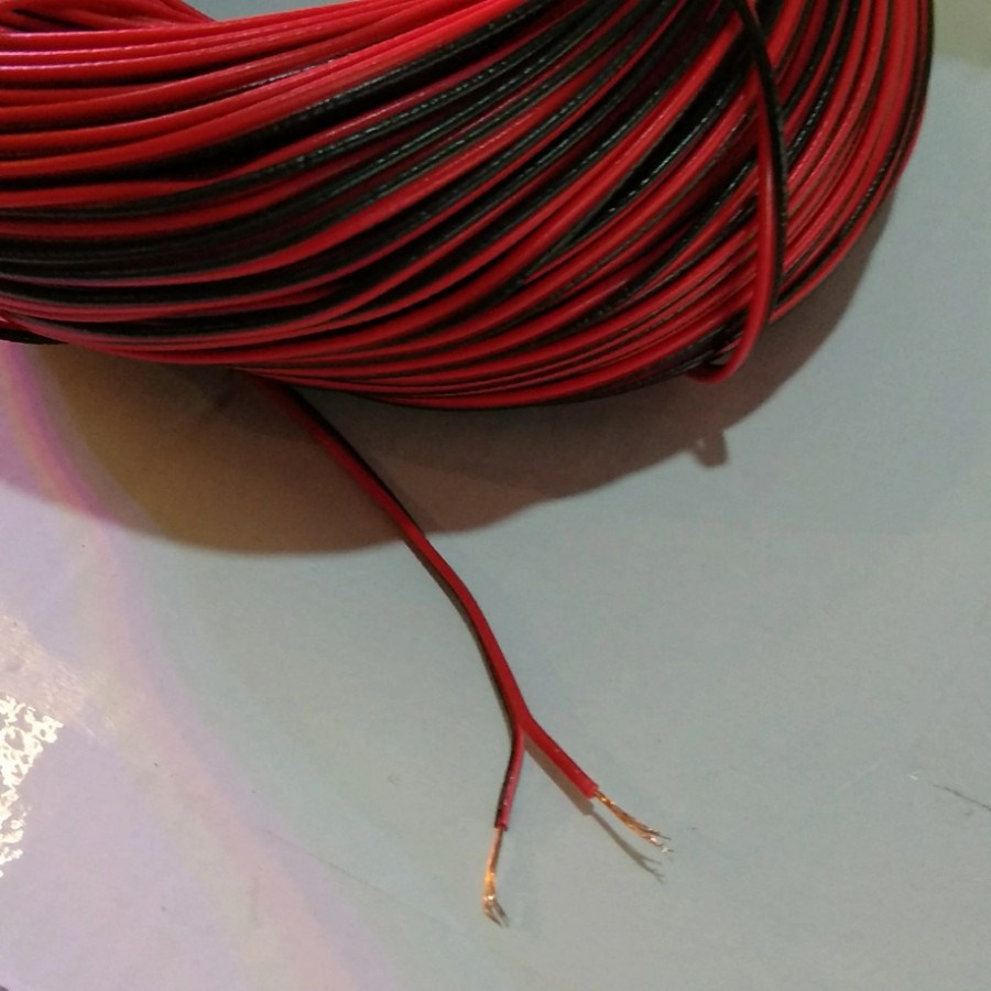 Kabel tembaga serabut kecil merah hitam 2x8x0,12mm2 jual per meter audio elektronik motor