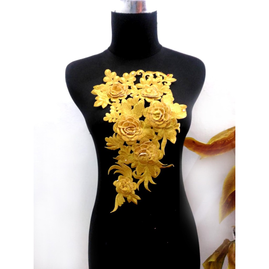 renda bordir dada bunga timbul