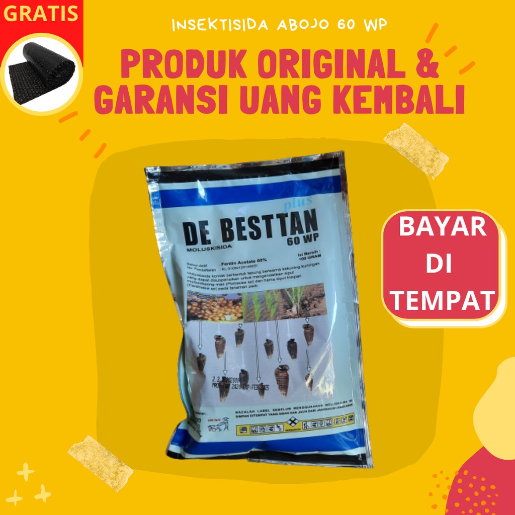 Insektisida Racun Obat Pembasmi Keong Mas Siput Moluska Sawah  DE BESTTAN 60 WP