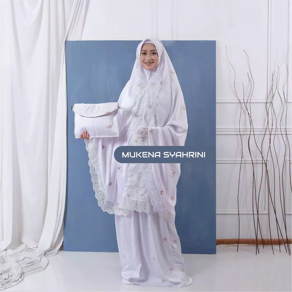 Mukena mewah  MUKENA SUTRA VELVET RENDA BORDIR MEWAH SYAHRINI