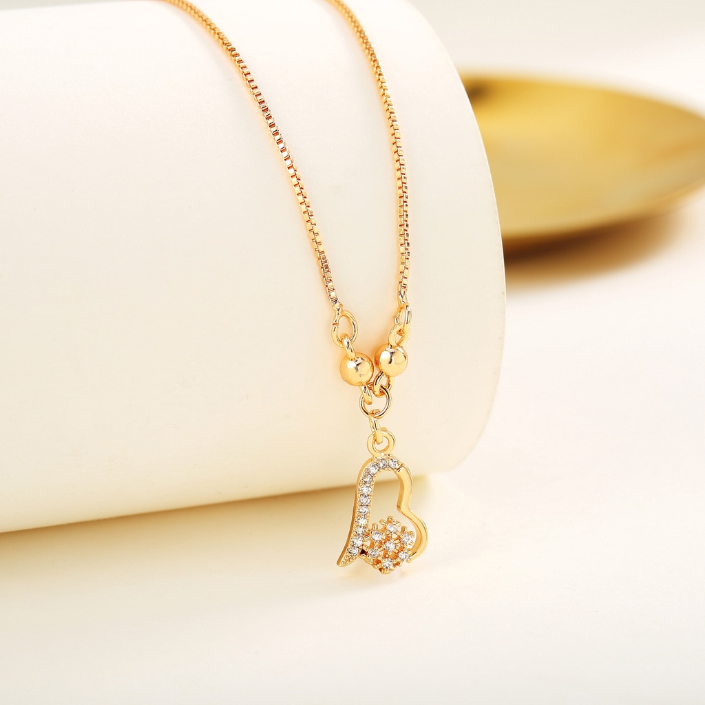 Y473 Kalung Titaniun Wanita Permata Perhiasan aksesoris perak Lapis Alloy Emas Muda Love 18k