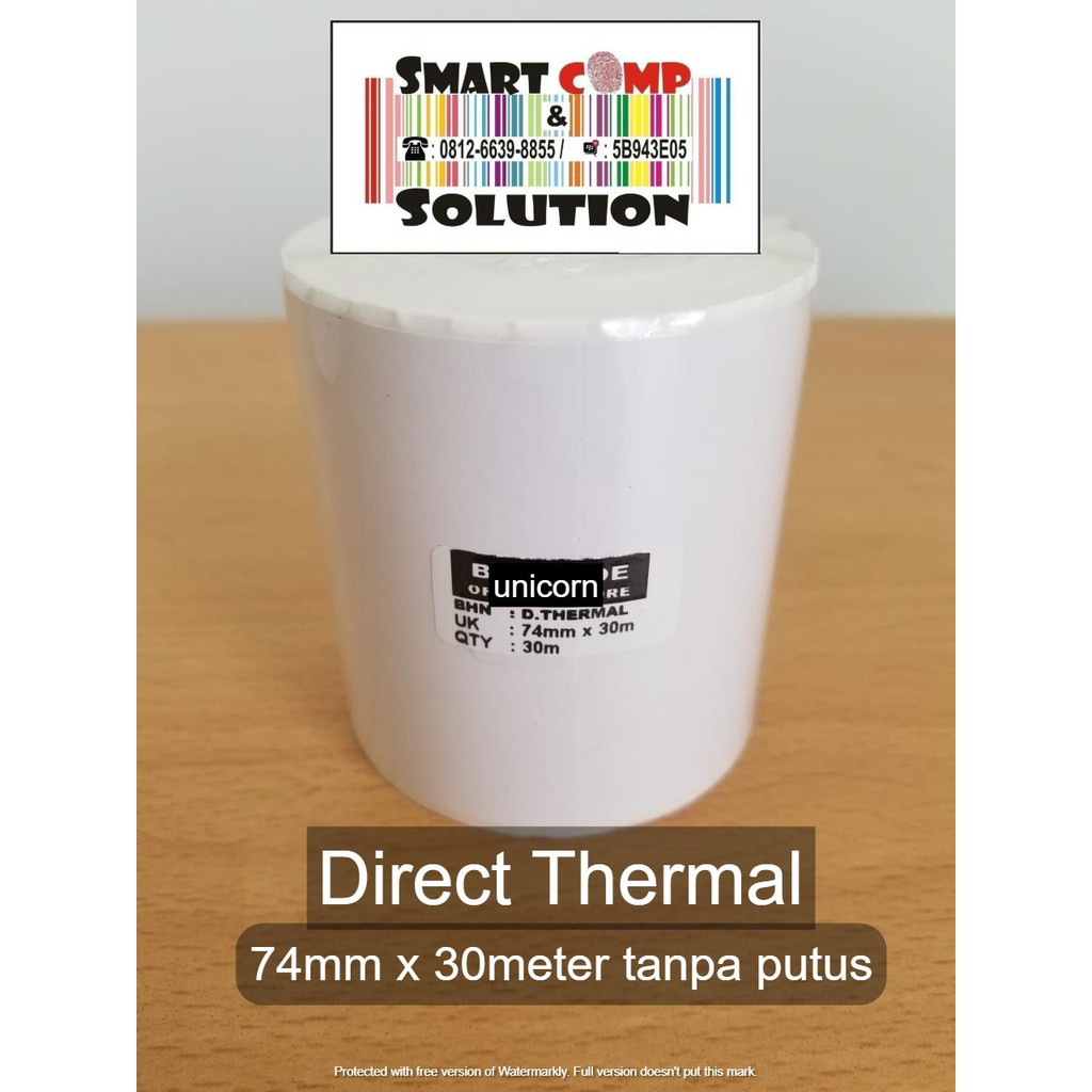 Label Stiker Barcode Direct Thermal 74mm x 30meter Continues