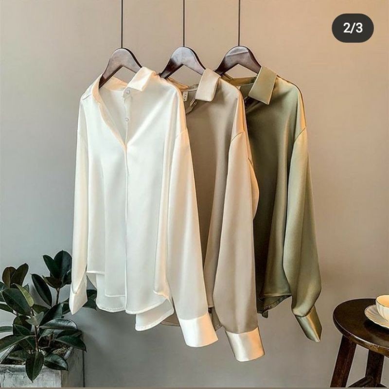 Kemeja Satin Silk Premium | Shopee Indonesia