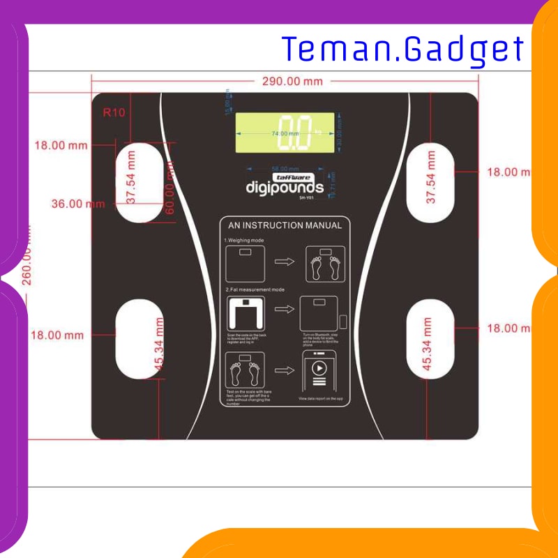 TG-FE330 TAFFWARE DIGIPOUNDS TIMBANGAN BADAN DIGITAL HEALTH SCALE 180KG SH-Y01