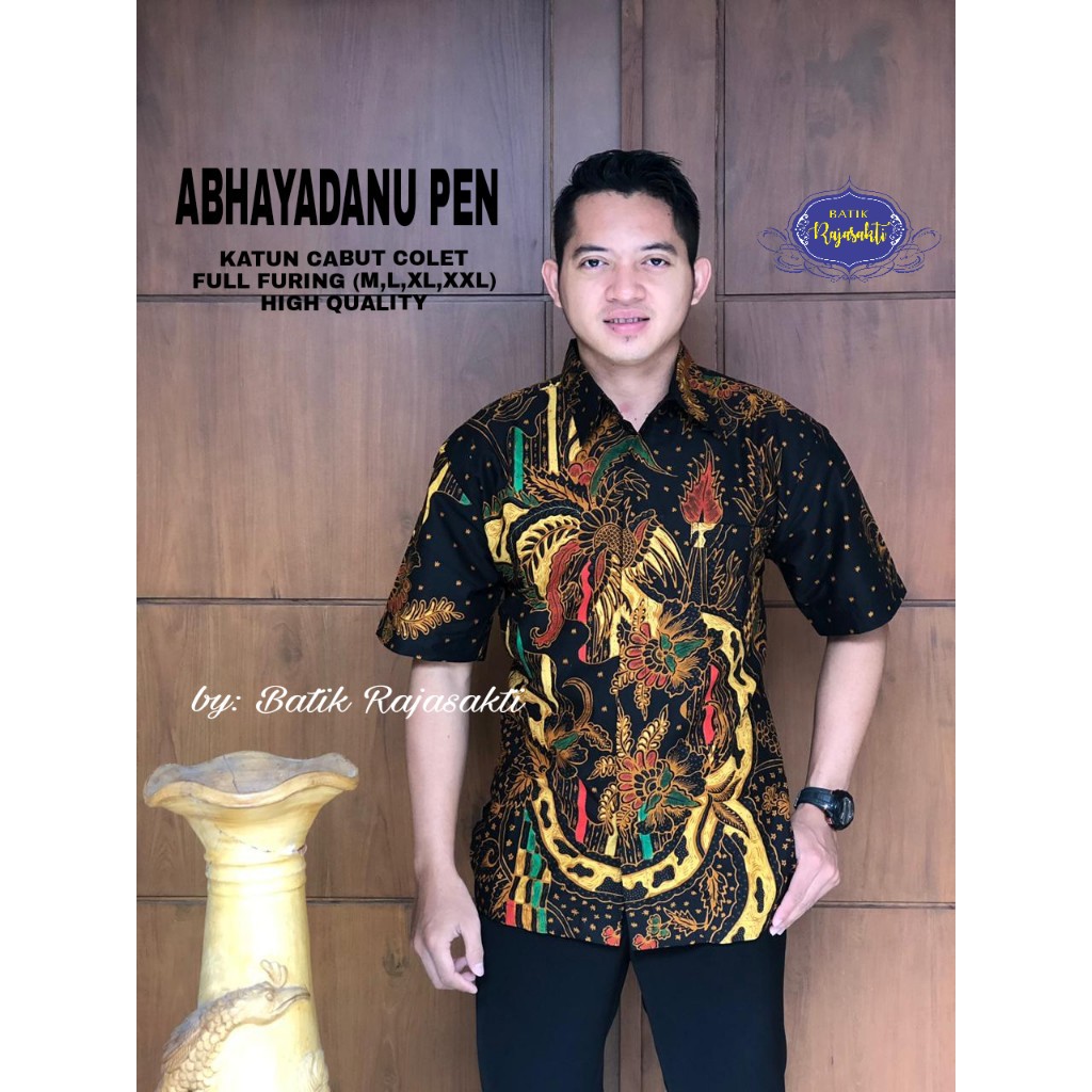 ABHAYADANU PEN Kemeja Batik Pria Lengan Pendek Katun Halus FULL FURING Rajasakti