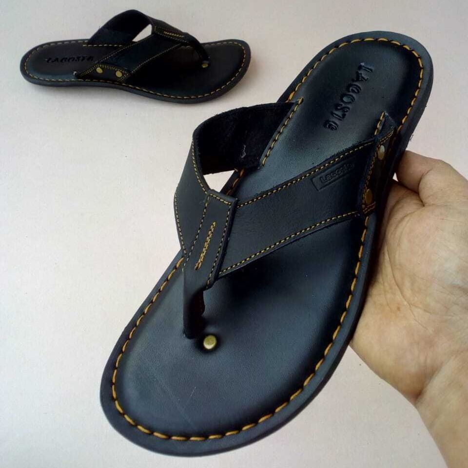 Sendal kulit asli pria LACOSTE SANDAL PRIA Sandal Kulit Jepit Pria Terlaris Kulit Asli