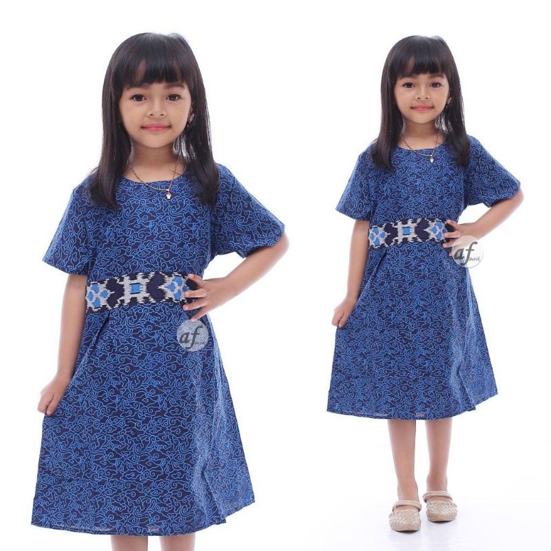 DRESS BATIK MEGA MENDUNG BIRU DRESS ANAK PEREMPUAN COUPLE KELUARGA
