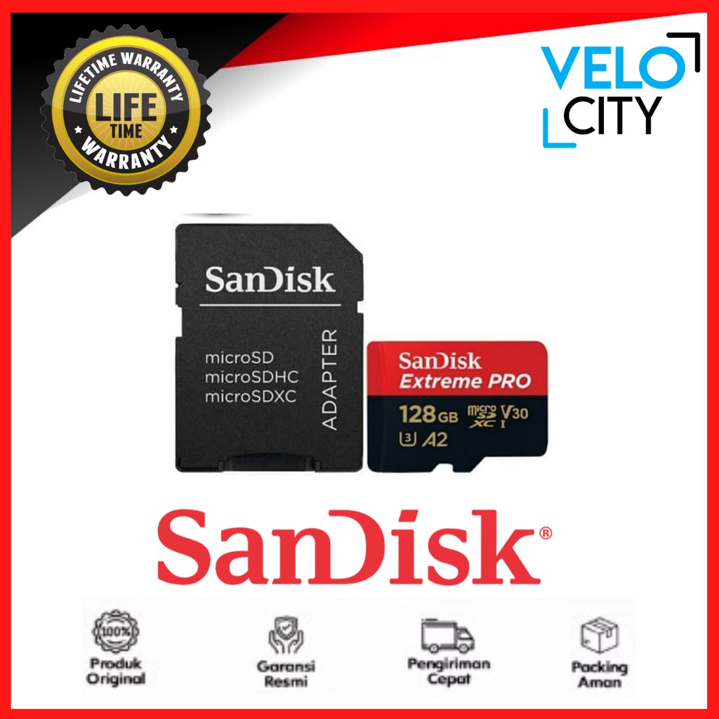 Memory Card MicroSD Sandisk Extreme Pro 128GB A2 UP TO 170MB/S SDXC Original Garansi Seumur Hidup