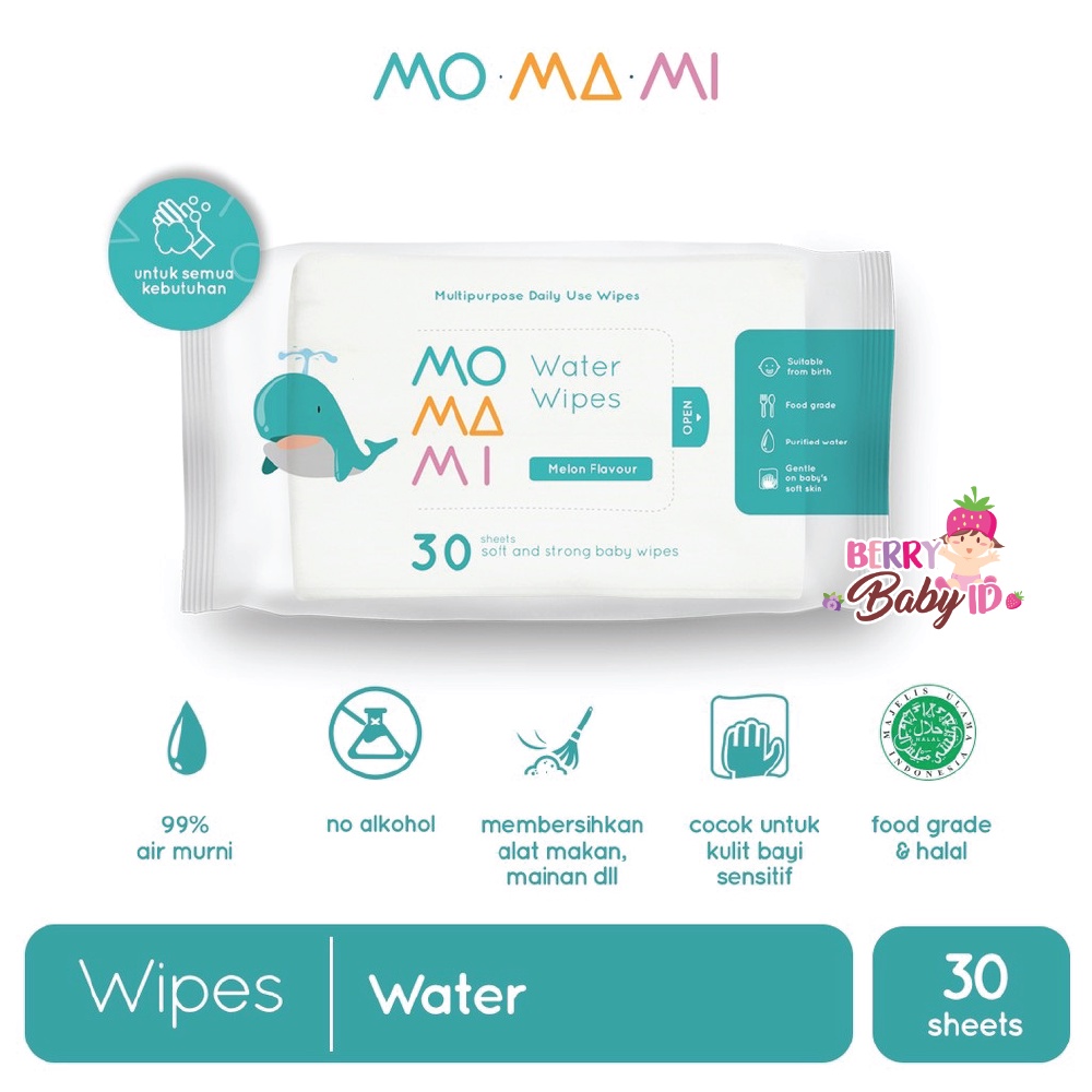 Momami Baby Water Wipes Tisu Basah Bayi Non Alkohol 30 Sheet Mo Ma Mi Berry Mart